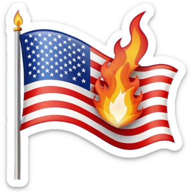Burning american flag so much fire sticker