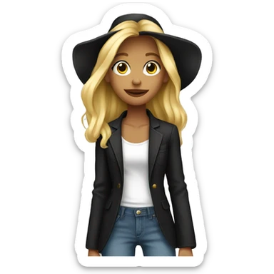 Blond girl in baggy jeans and black oversized blazer  sticker