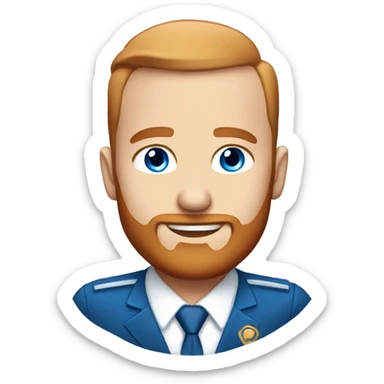 Flight attendant male balding, red beard, blue eyes sticker