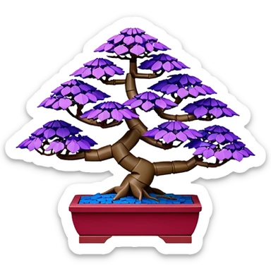 Bonsai Lego fine-leaf group crimson azalea purple and cream blue forest planting origami  sticker