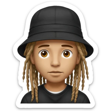 dreadlocks Street artist with black bucket hat sticker