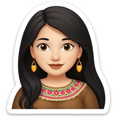 Brown Mexican curvy girl with long black hair  sticker