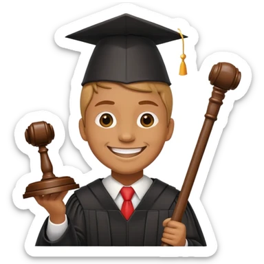 Judge gavel and party vibes smile sticker