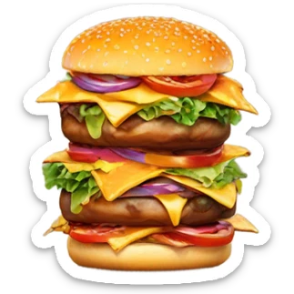 High burger on fire  sticker
