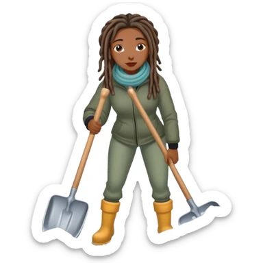 Black woman with locs shoveling  sticker