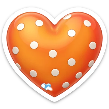 peach heart with a polka dot pattern sticker