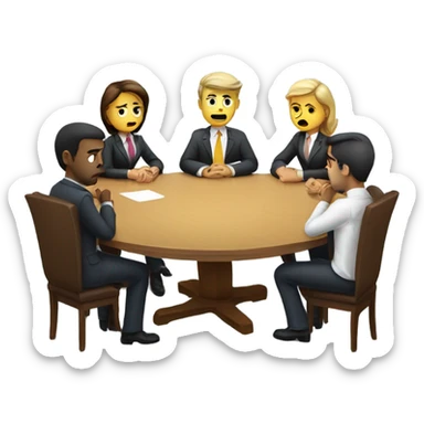 unhappy business people sitting around at a round table sticker