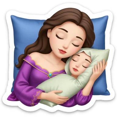 sleeping beauty brunette white girl with a silk pillow sticker