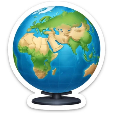 globe showing Earth with continents sticker
