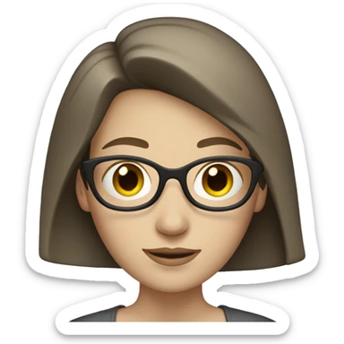 Pale brunette woman reading iPad sticker