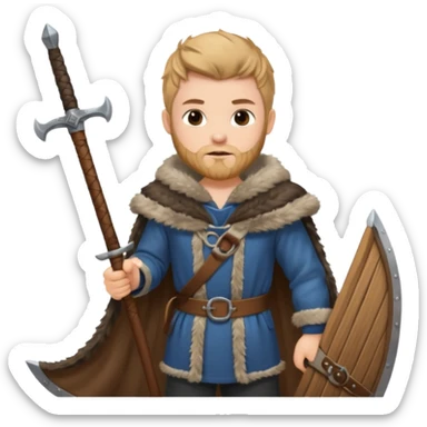 Young viking sailor on ship deck sticker