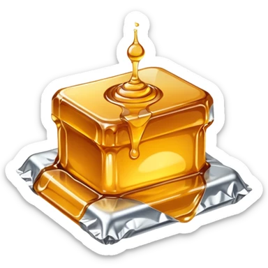 𝕊𝕞𝕒𝕝𝕝 𝕔𝕣𝕚𝕟𝕜𝕖𝕕 𝕡𝕚𝕖𝕔𝕖 𝕠𝕗 𝕒𝕝𝕝𝕦𝕞𝕚𝕟𝕚𝕦𝕞 𝕗𝕠𝕚𝕝, with a tiny amount of honey in the middle sticker