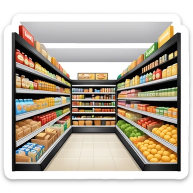 grocery store with food aisles sticker