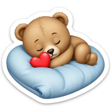 sleeping teddy bear with heart  sticker