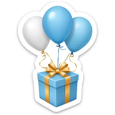 Make light blue and white balloons, and under the balloon strings, put gifts. sticker