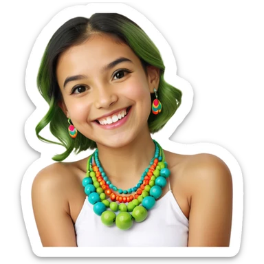 smiling girl with necklace sticker
