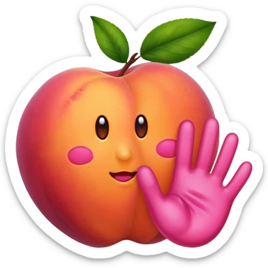 Peach with handprint on it  sticker