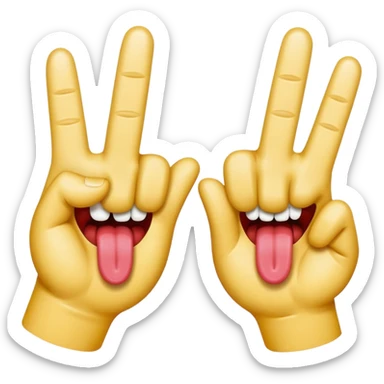 Tongue v fingers sticker