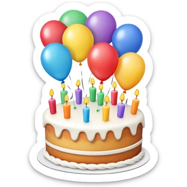 Balloons and birthday cake sticker