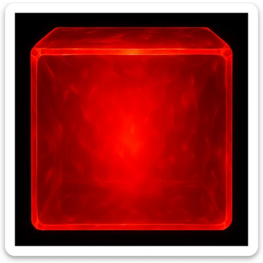 Create a head-on view of a rectangular ruby block with vivid red color, jewel-like shine, translucent appearance, and glowing effect. The style should match the reference image provided. sticker