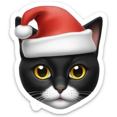 tuxedo cat wearing santa hat sticker