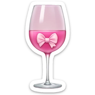 Soft pink wine in a glass with pink bow sticker