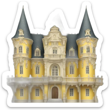 yellow white large symmetrical baroque castle sticker