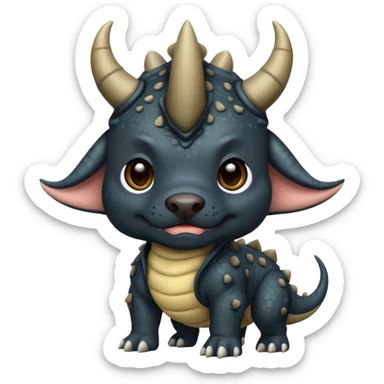 Black pibull dressed as a triceratops black sticker