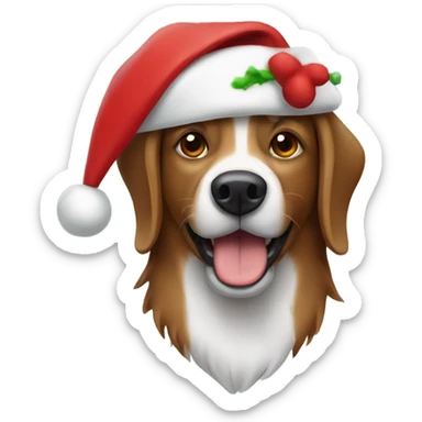 Brown dog wearing santa hat sticker