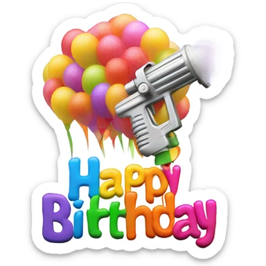 Spray foam gun spraying Happy Birthday  sticker