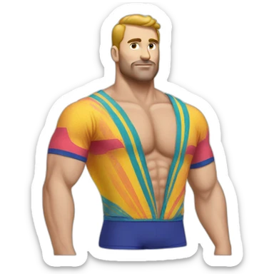 vintage colorful wrestling clothes for white men sticker