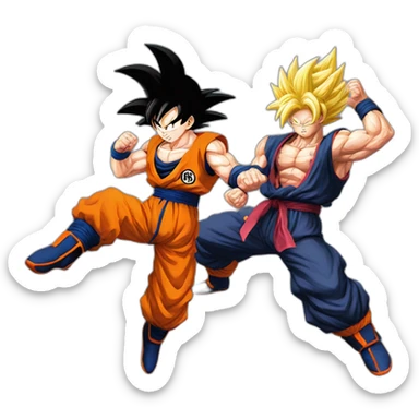 Son Goku doing a fight with Goku Black  sticker
