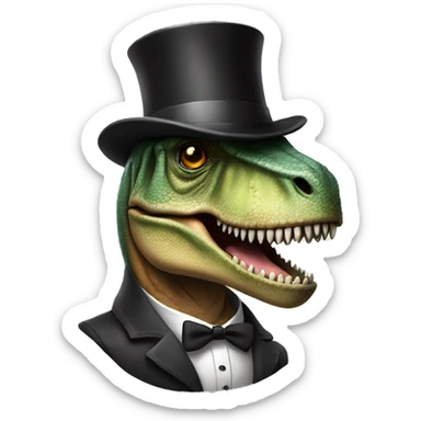 T-Rex wearing a scarf and top hat  sticker