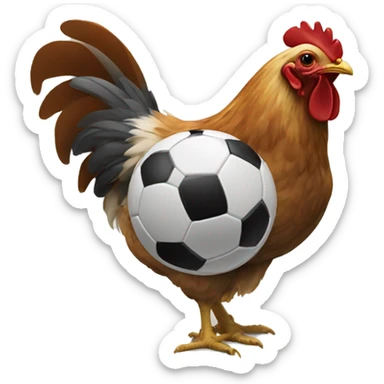 a hen playing football sticker