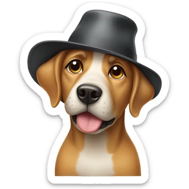 Dog wearing hat sticker
