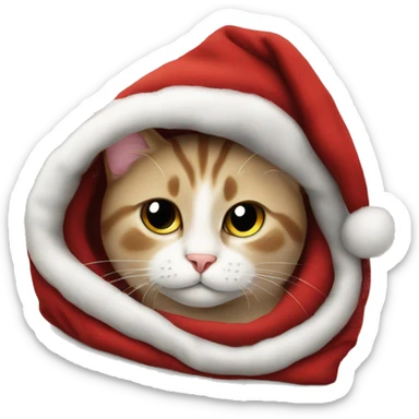 cat snuggeled into christmas blanket sticker