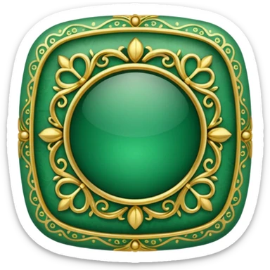 Jade and gold filigree style rounded square icon button sticker
