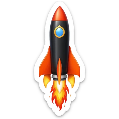 fine black rocket with fire color france sticker
