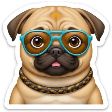 a pug with pit vipar sunglasses sticker