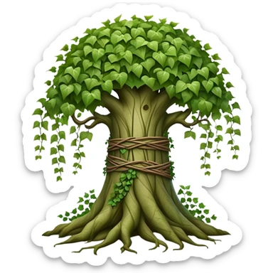 Tree with vines wrapped around trunk, ivy entwined tree sticker
