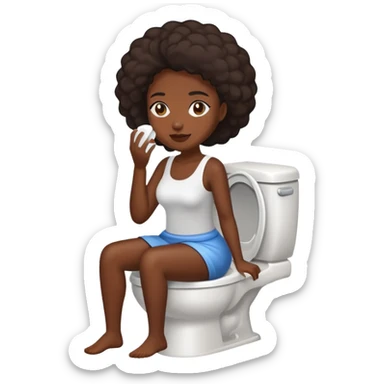 Dark-skinned woman using the toilet sticker