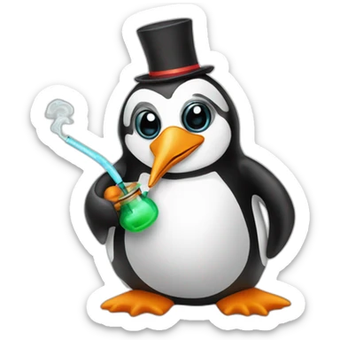 Penguin with hookah sticker
