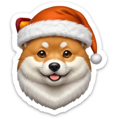 shiba inu wearing santa hat with grey beard like santa sticker