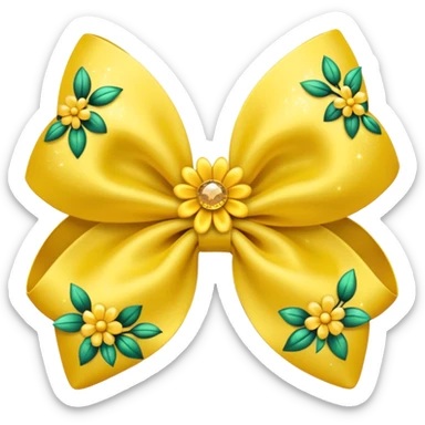 yellow flower bow with glitter sticker