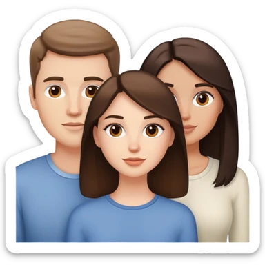 Two white, brunette girls and a white guy friends sticker