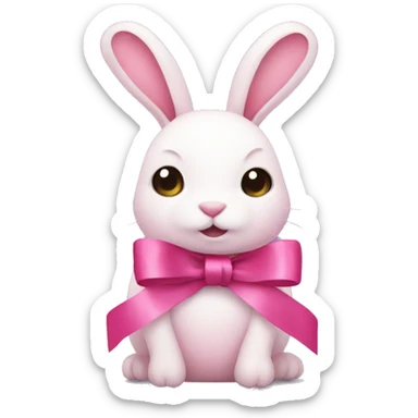 Pink rabbit and ribbon sticker