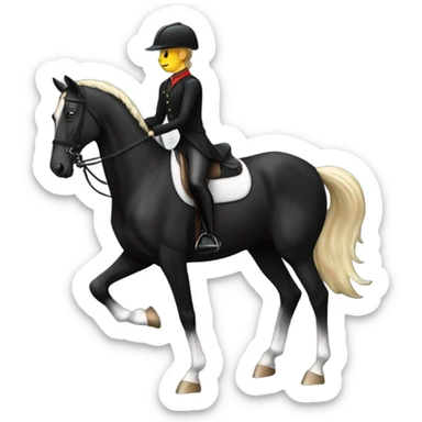 Equestrian on black horse sticker