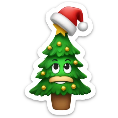 Christmas tree wearing a hat sticker