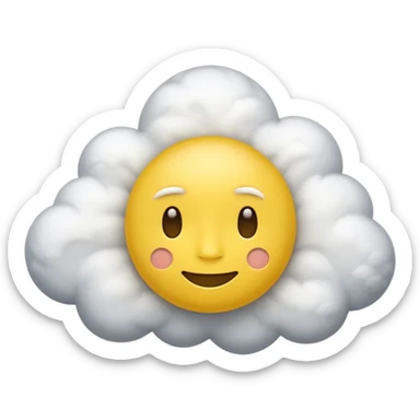 clouds spinning around the head of a yellow face emoji that looks spaced out sticker
