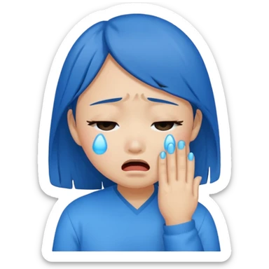 Asian girl crying more like this 😭 make the tears blue sticker